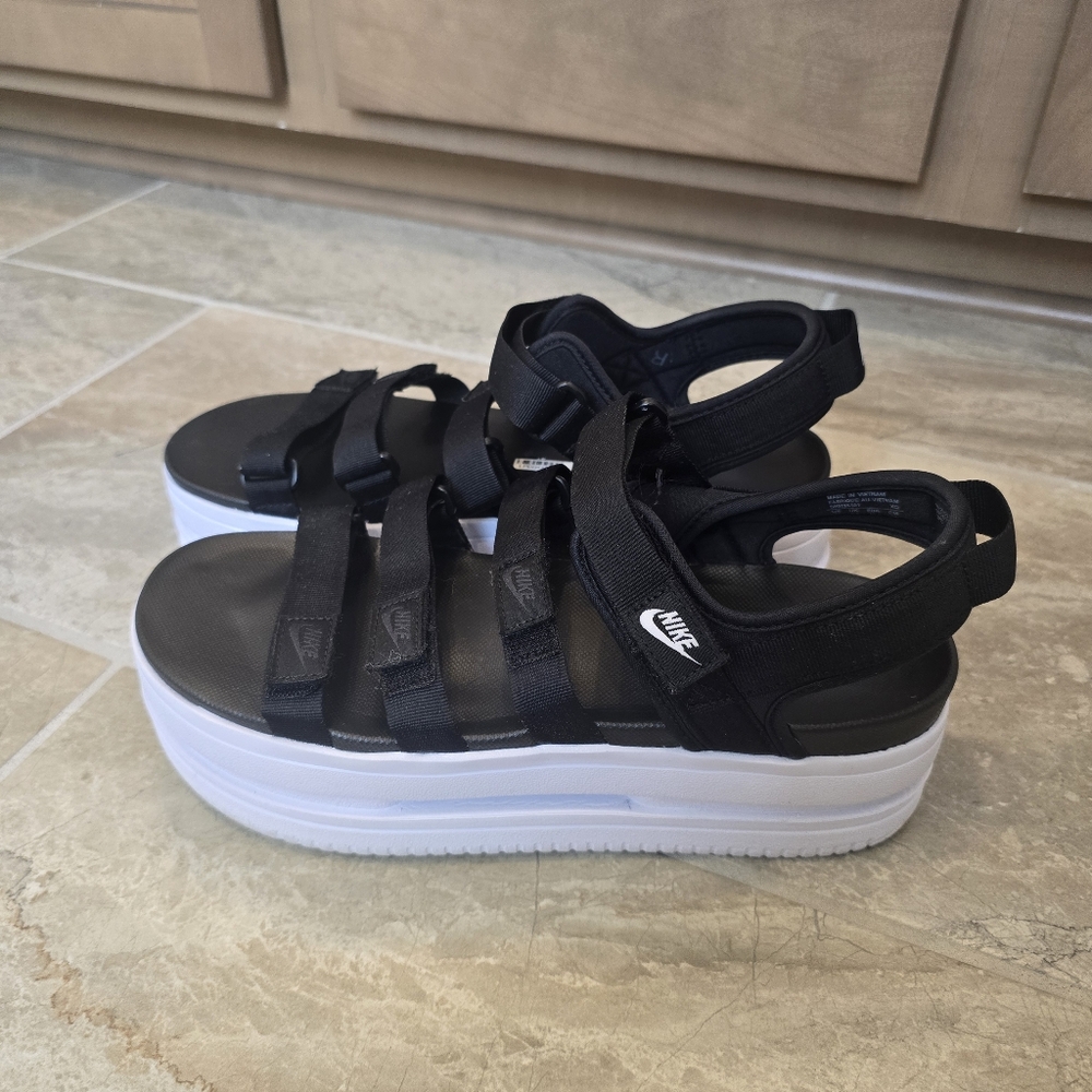 Nike Black and White Platform Sandals